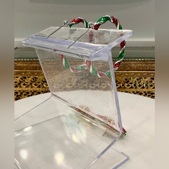 2 Prs Christmas Earrings - Red/Green/Gold/Silver Enamel Costume Jewelry - VGVC - Picture 6 of 17